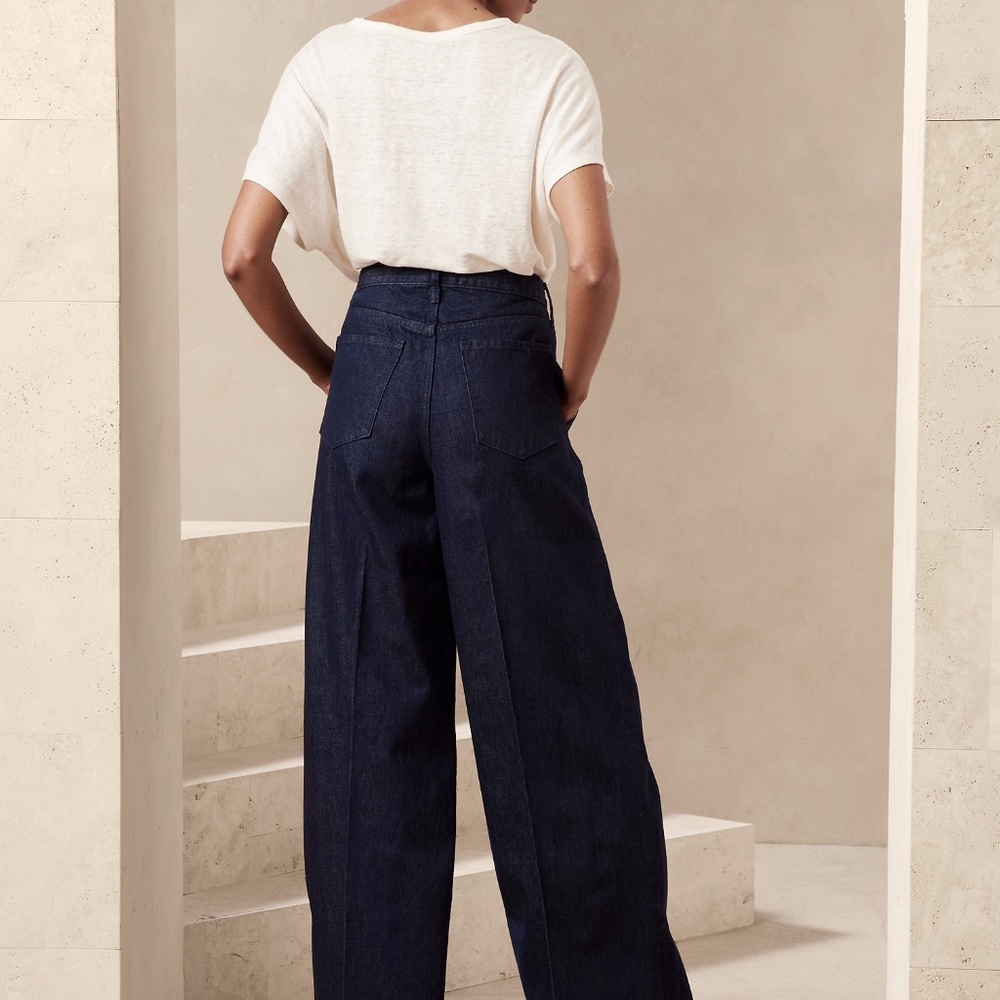 Banana Republic High-Rise Relaxed Wide Leg Denim Trousers.